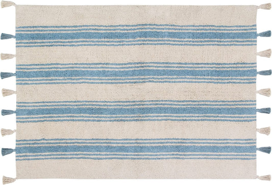 Lorena Canals Stripes Rug - Nile Blue (4' x 5' 3") - C-ST-NILEBLUE