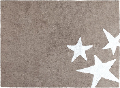 Lorena Canals Three Stars Linen Rug - White (4' x 5' 3") - C-TE-LW