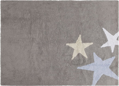Lorena Canals Three Stars Tricolor Rug - Grey/Blue (4' x 5' 3") - C-TE-GA