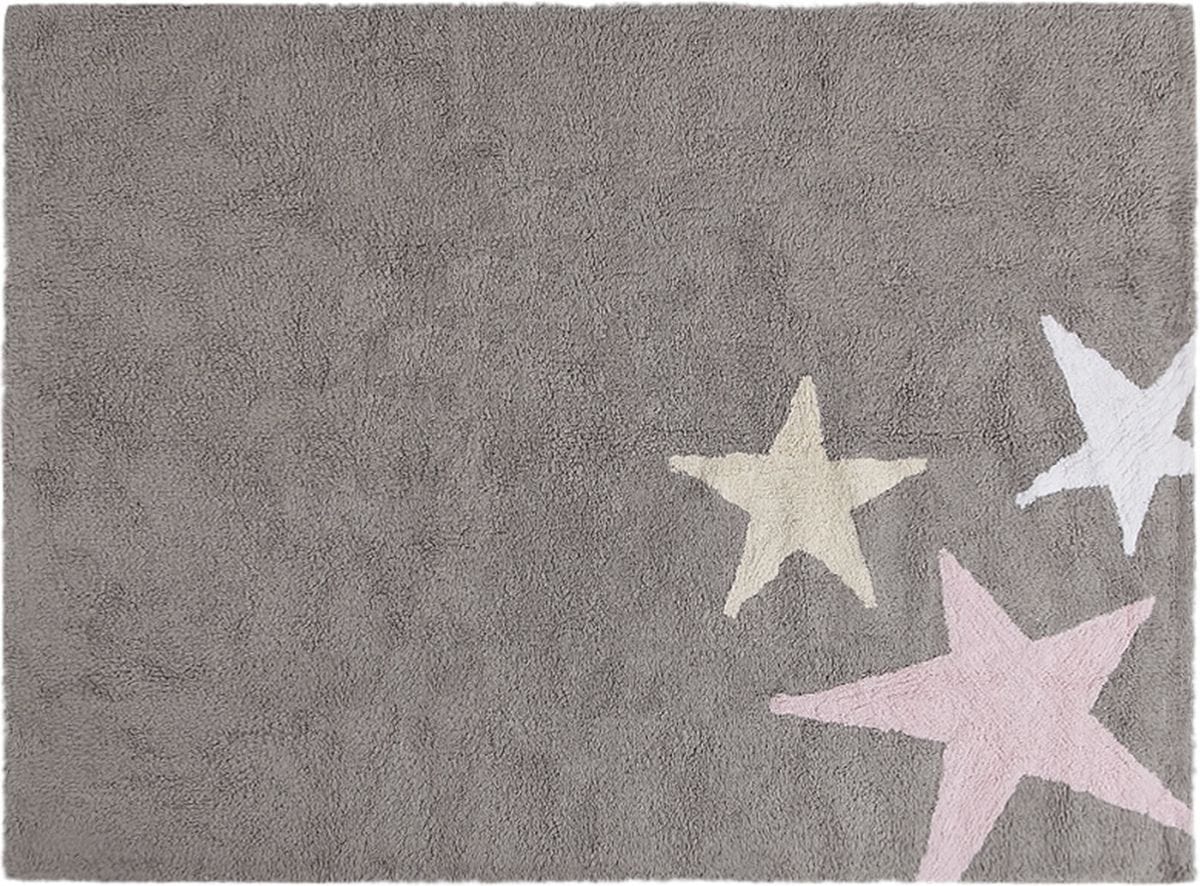 Lorena Canals Three Stars Tricolor Rug - Grey/Pink (4' x 5' 3") - C-TE-GR