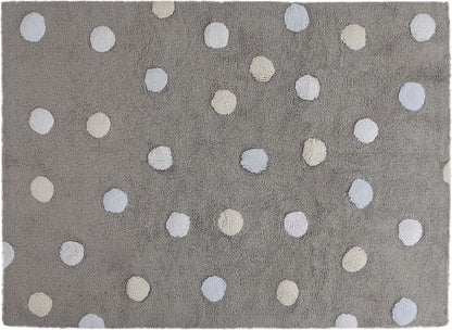 Lorena Canals Tricolor Polka Dots Rug - Blue (4' x 5' 3") - C-TT-2