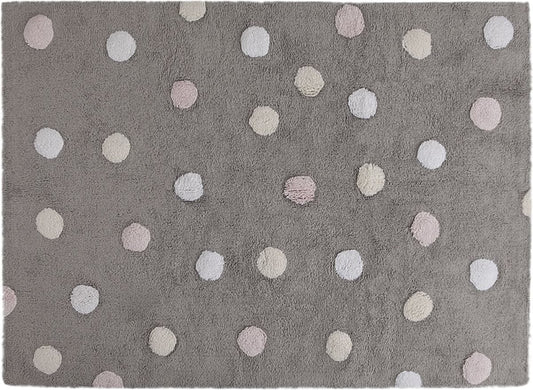 Lorena Canals Tricolor Polka Dots Rug - Pink (4' x 5' 3") - C-TT-1