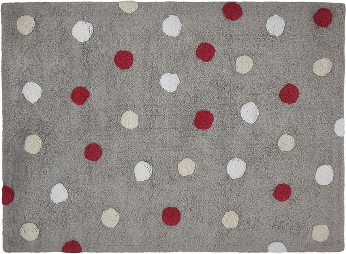 Lorena Canals Tricolor Polka Dots Rug - Red (4' x 5' 3") - C-TT-3