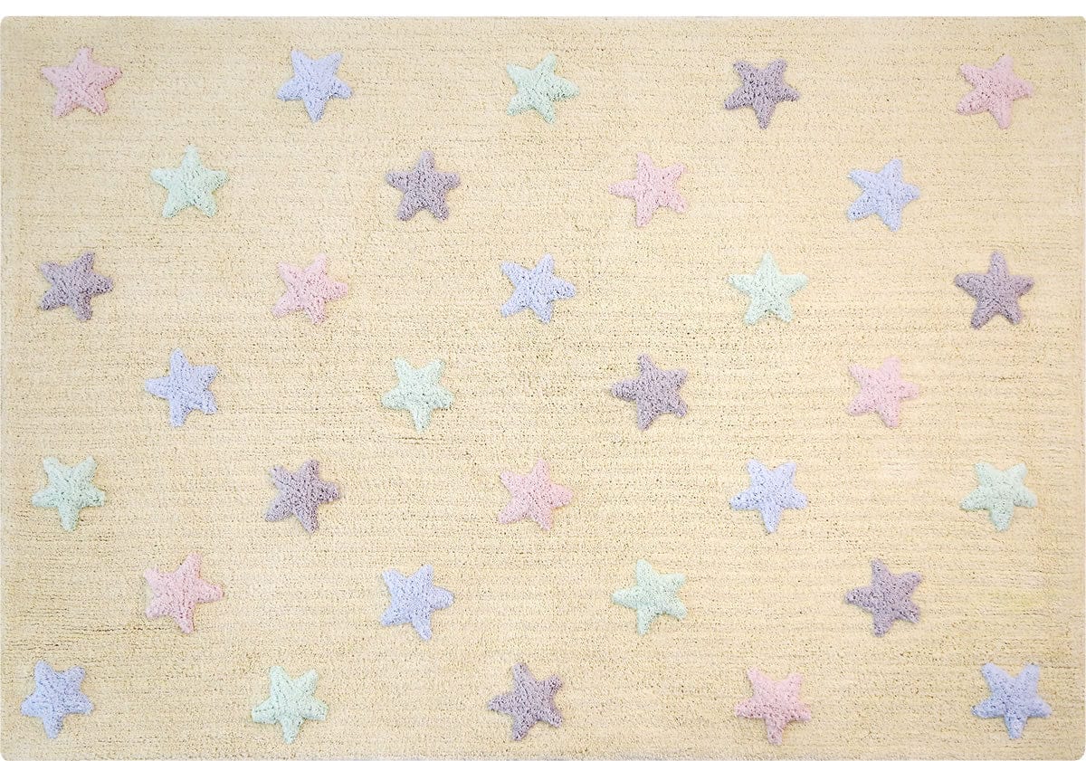 Lorena Canals Tricolor Stars Rug - Vanilla (4' x 5' 3") - C-ST-V