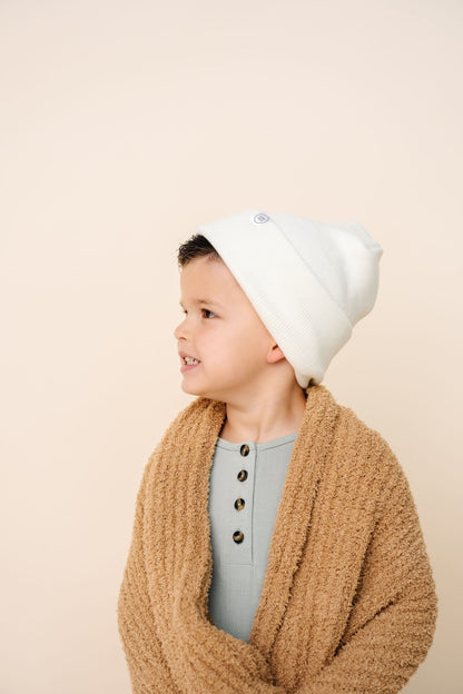 Lou Lou & Company Beanie with Pom - Ivory, Infant (0-6 MO)