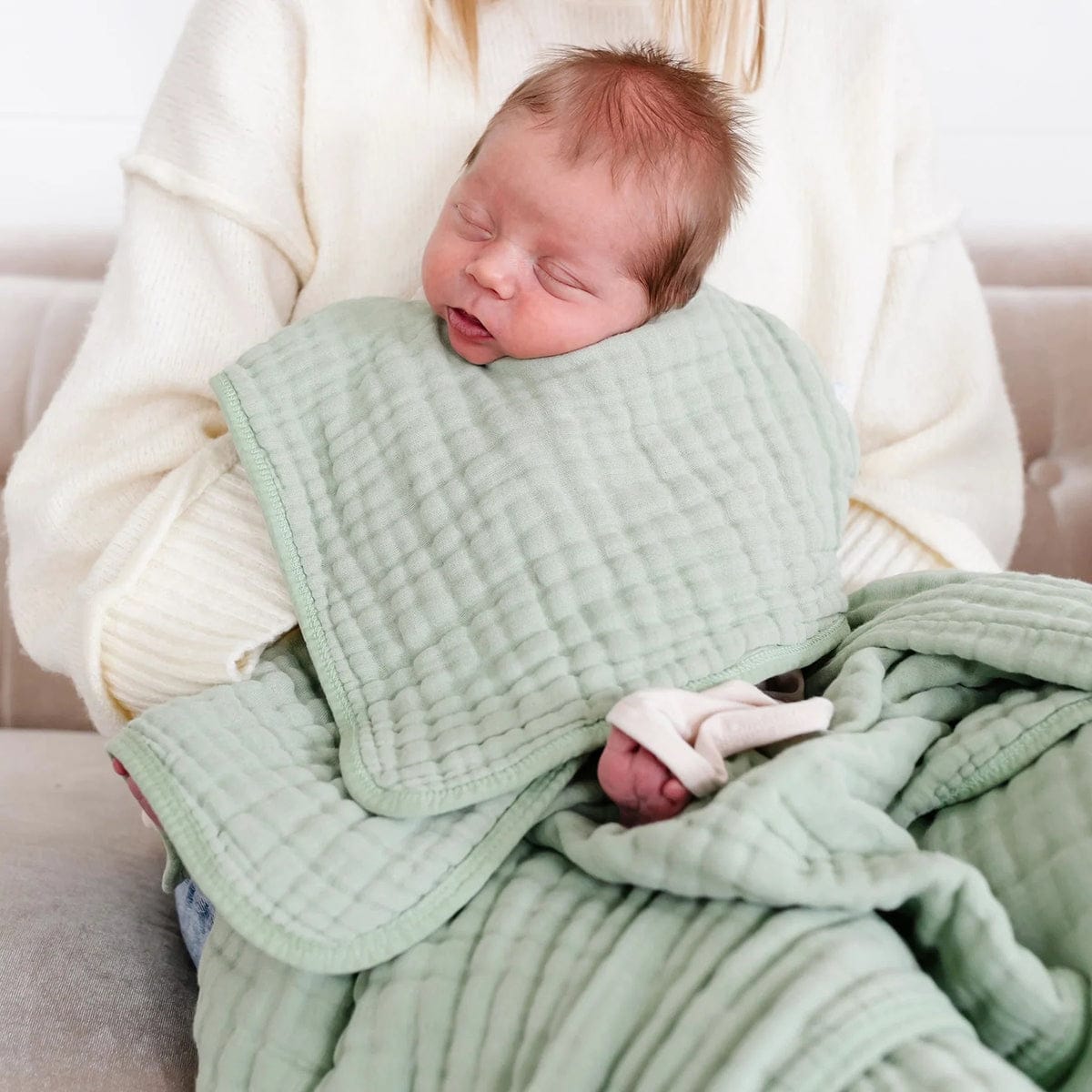 Lou Lou & Company Cloud Muslin Burp Cloth, 2 Pack - Sage - 20988