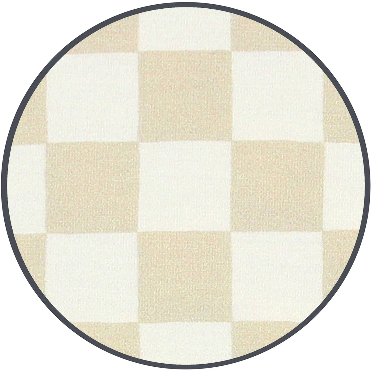 Beige and white checkered pattern fabric swatch