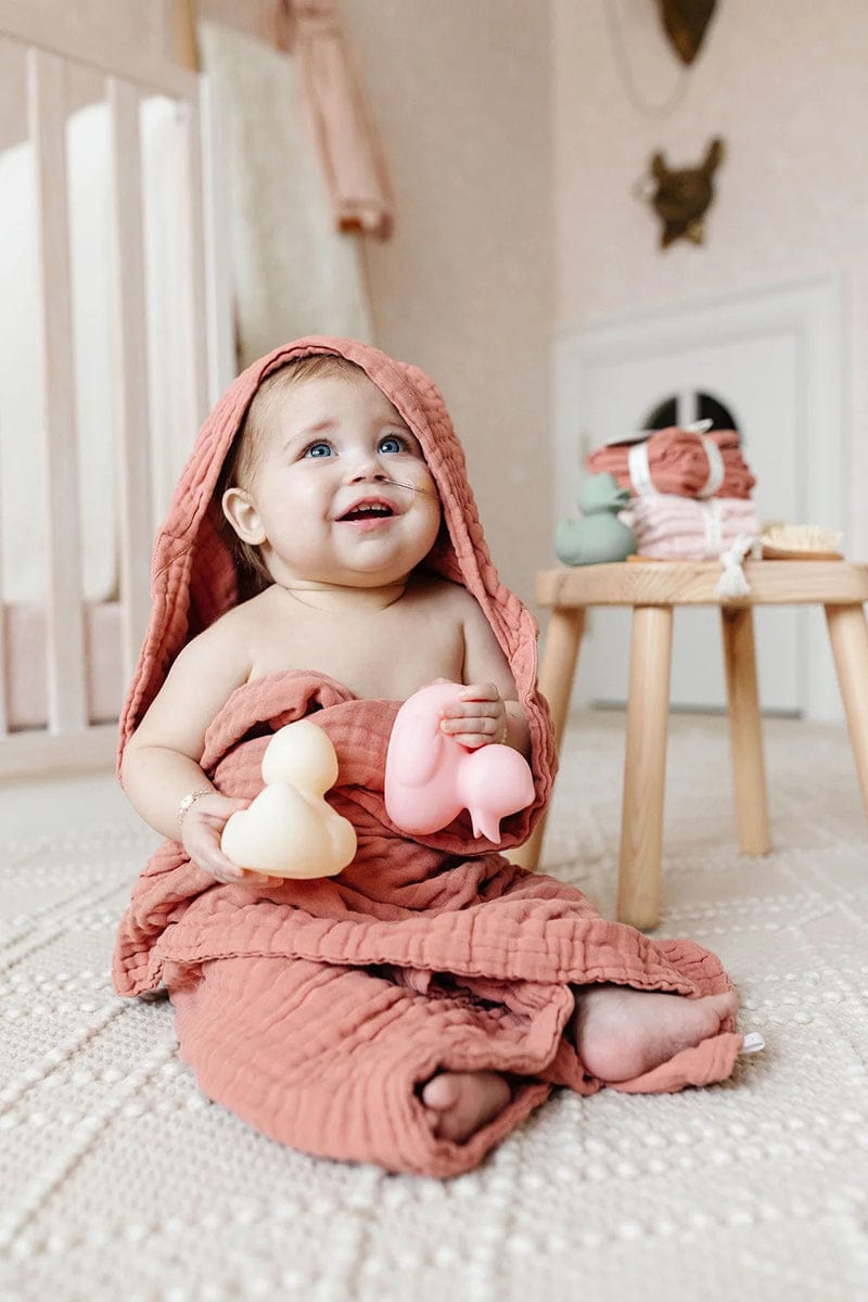 Lou Lou & Company Infant Hooded Bath Towel - Rose - 23678