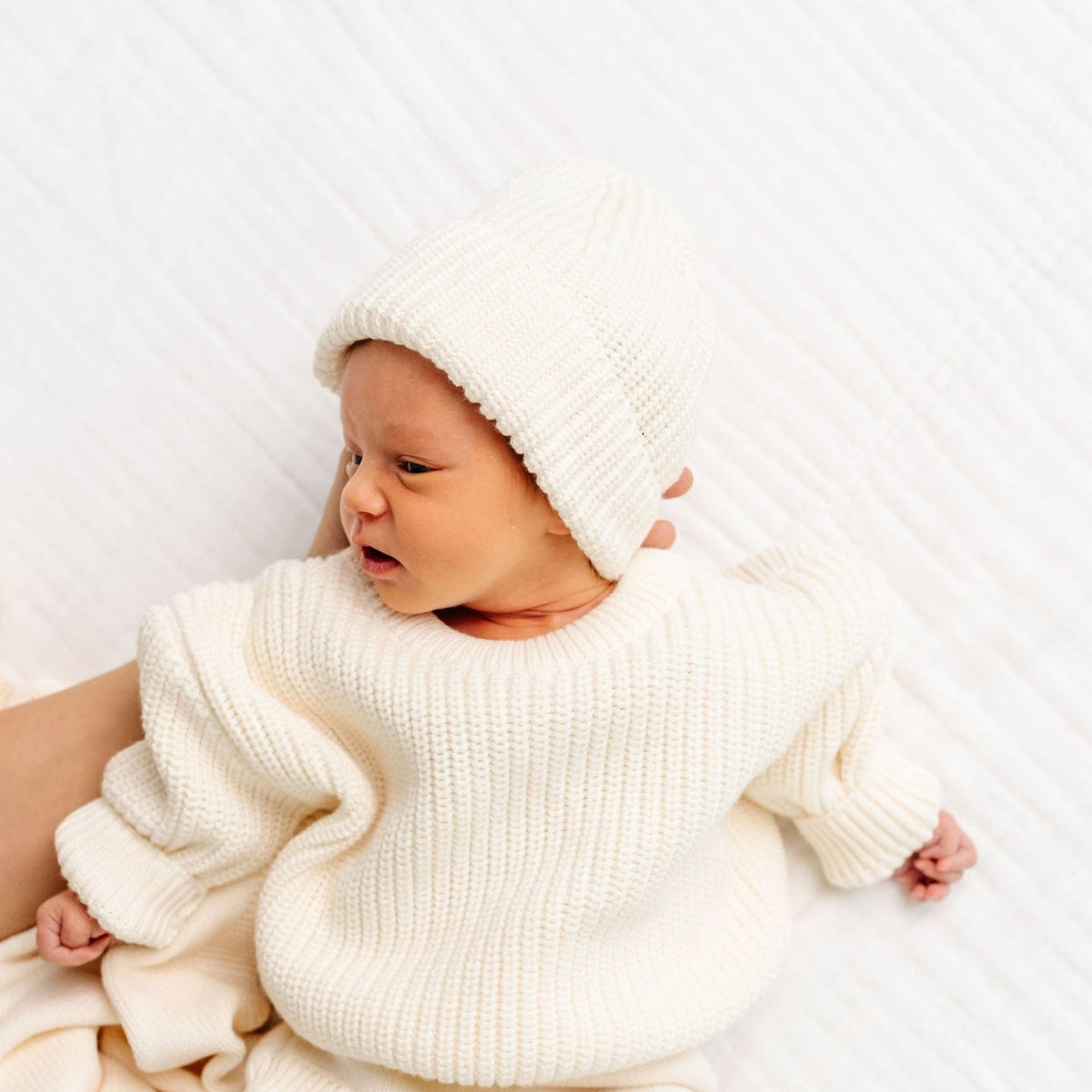 Lou Lou & Company Knit Beanie - Ivory, Infant