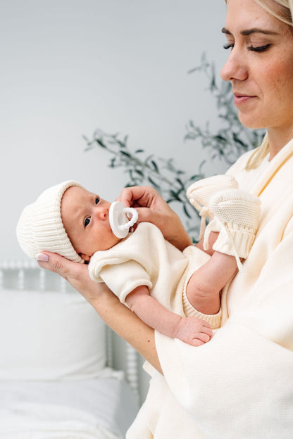 Lou Lou & Company Knit Booties - Ivory, Newborn-3 Month