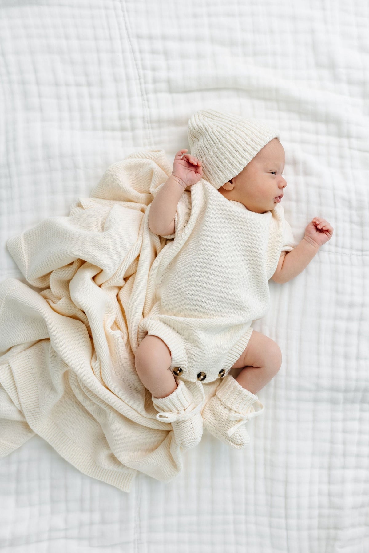 Lou Lou & Company Knit Booties - Ivory, Newborn-3 Month