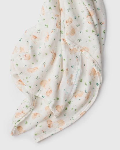 Loulou Lollipop Baby Muslin Swaddle in Tanboocel® Viscose from Bamboo - Bunny Meadow - Image 2
