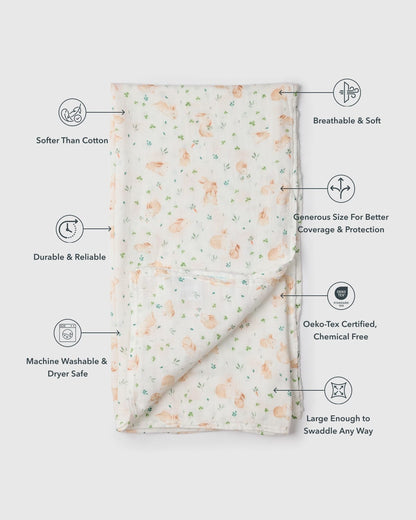 Loulou Lollipop Baby Muslin Swaddle in Tanboocel® Viscose from Bamboo - Bunny Meadow - Image 3
