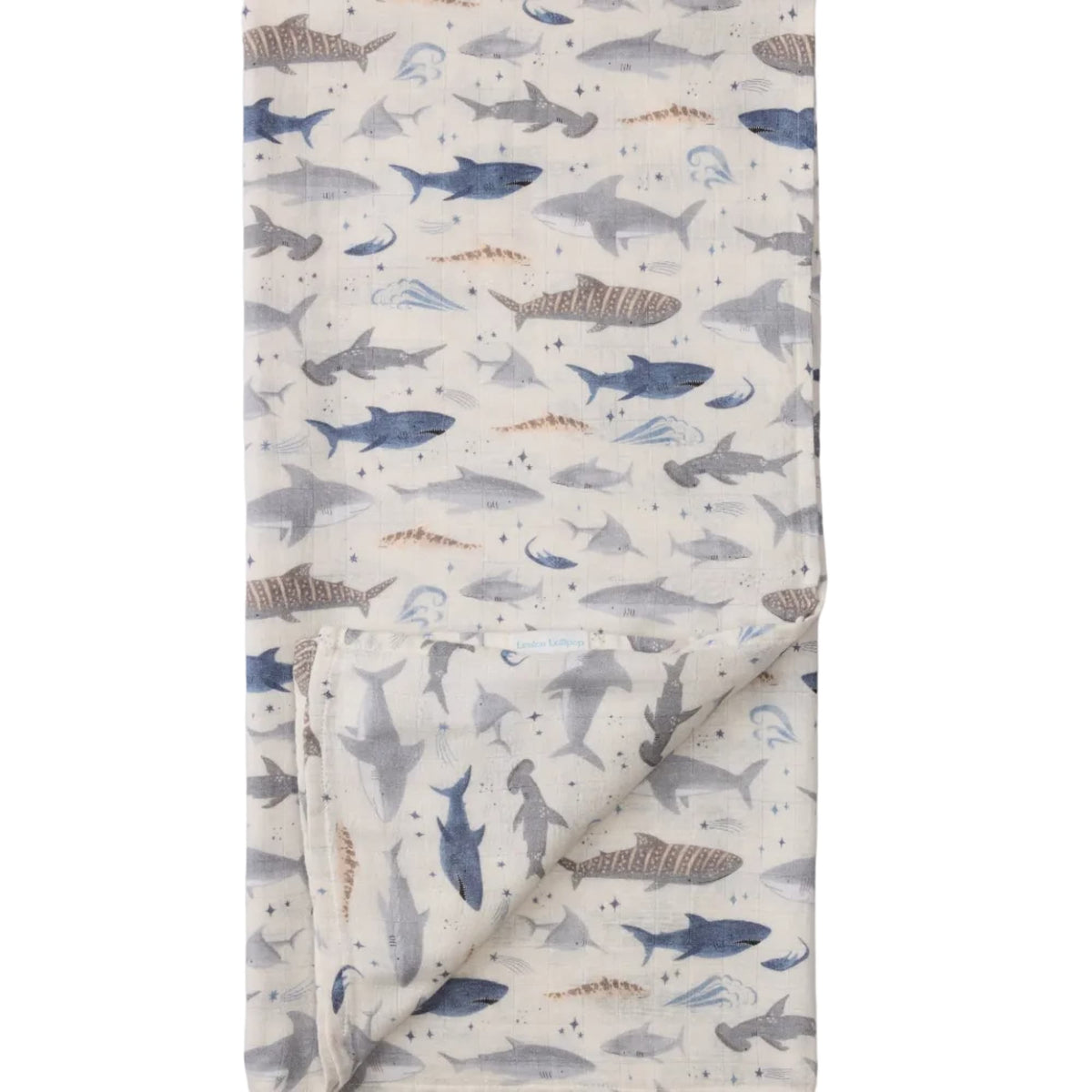 Loulou Lollipop Baby Muslin Swaddle in Tanboocel® Viscose from Bamboo - Smiley Sharks