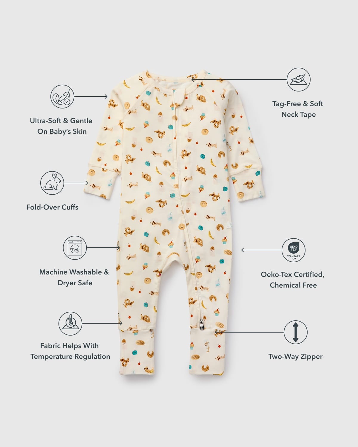 Loulou Lollipop Baby Sleeper in TENCEL™ Lyocell - French Breakfast, 3-6 M - Image 5