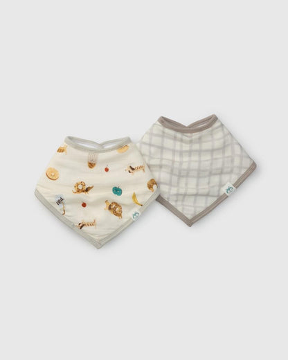 Loulou Lollipop Bandana Baby Bib 2-Pack - French Breakfast
