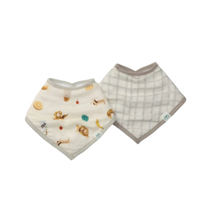 Loulou Lollipop Bandana Baby Bib 2-Pack - French Breakfast