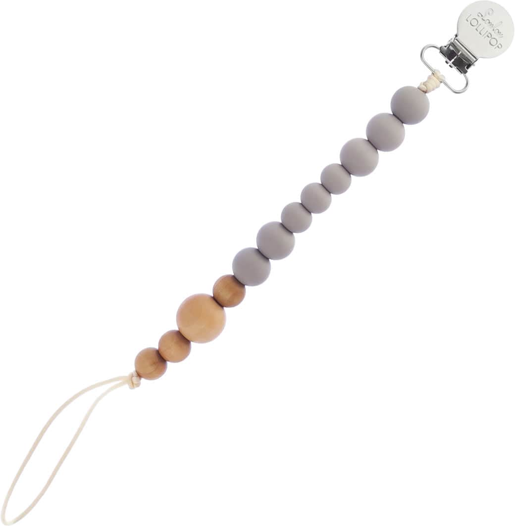 Loulou Lollipop Color Block Silicone Pacifier Clip - Cool Grey