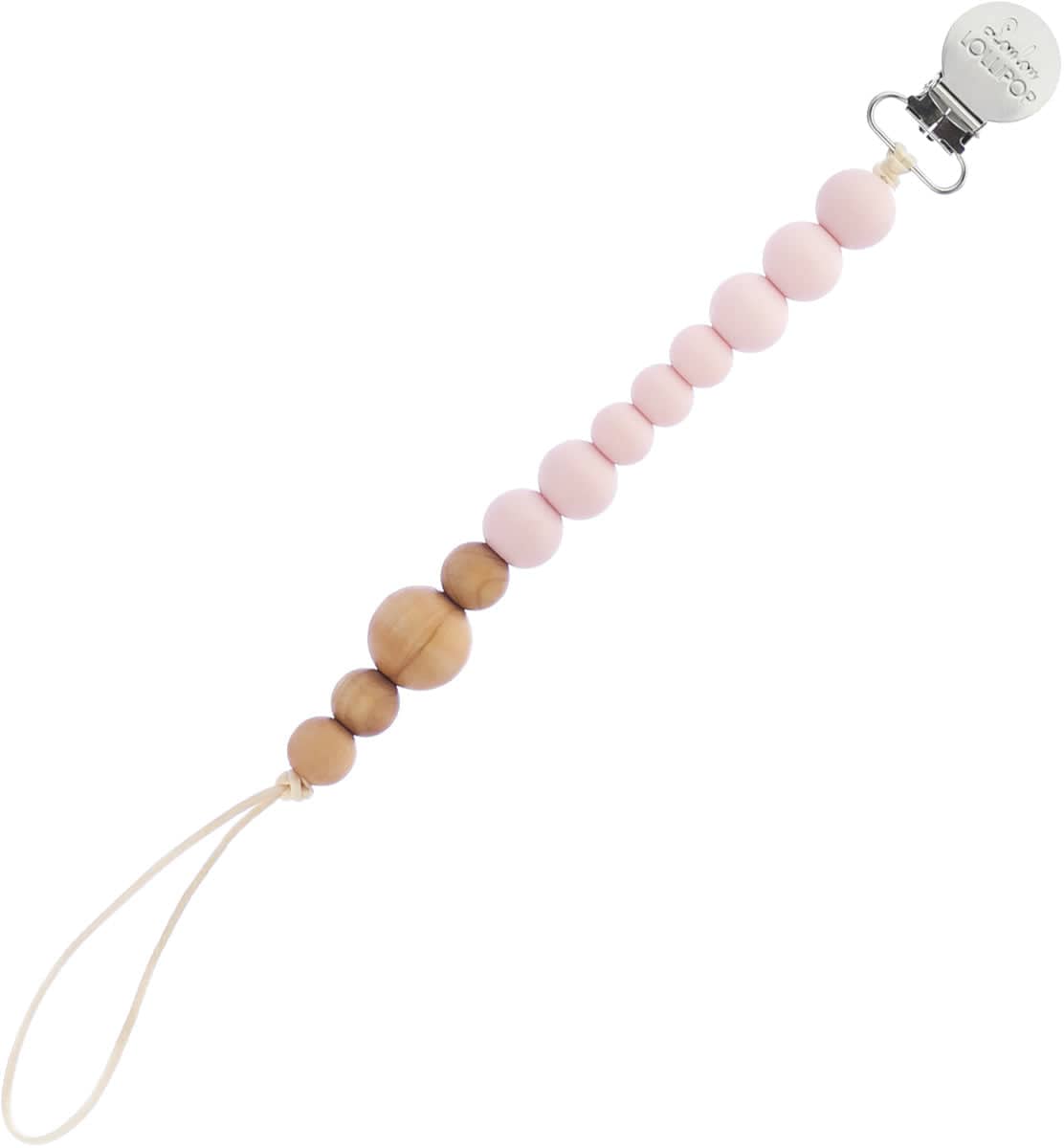 Loulou Lollipop Color Block Silicone Pacifier Clip - Pink Quartz