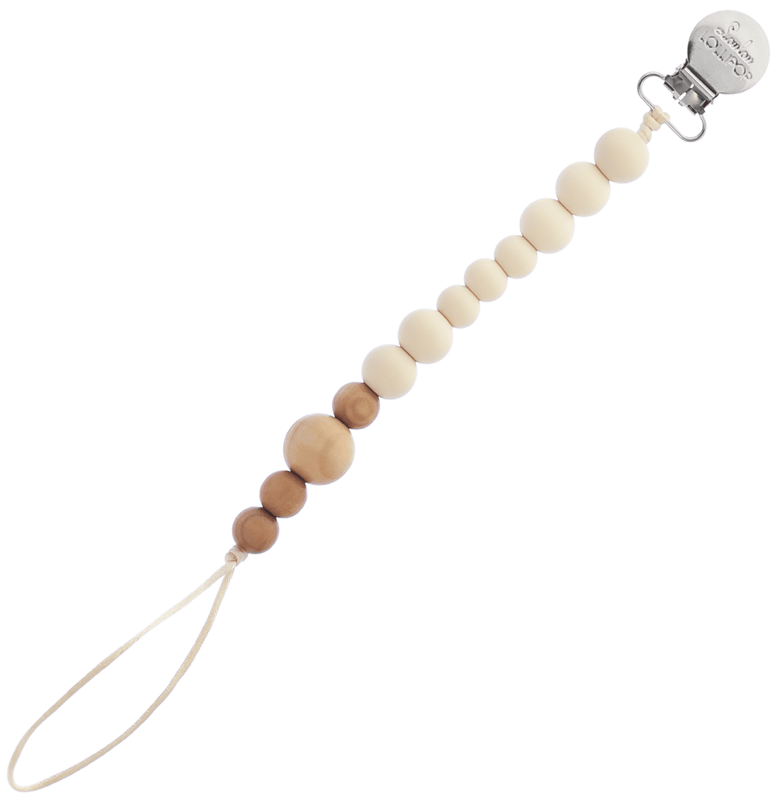 Loulou Lollipop Colorblock Wood + Silicone Soother Holder - Beige - CBLOCBG