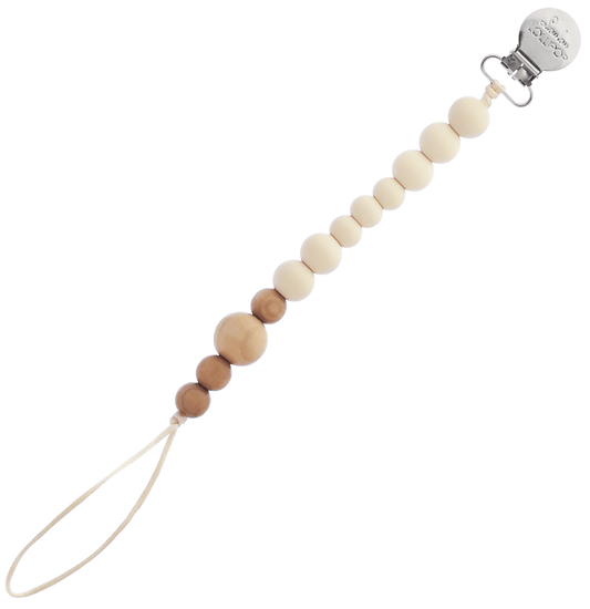 Loulou Lollipop Colorblock Wood + Silicone Soother Holder - Beige - CBLOCBG