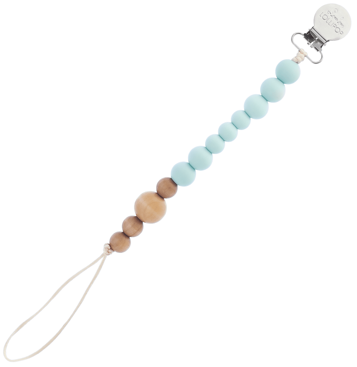 Loulou Lollipop Colorblock Wood + Silicone Soother Holder - Robin's Egg Blue