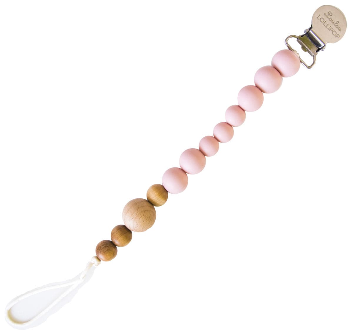 Loulou Lollipop Colorblock Wood + Silicone Soother Holder - Tea Rose - CBLOCTR