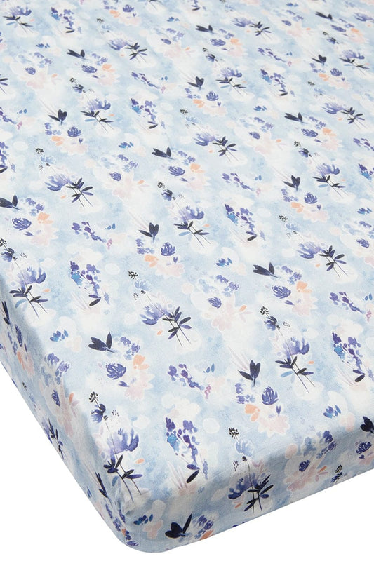 Loulou Lollipop Fitted Crib Sheet - Ink Floral - CRIBIKF