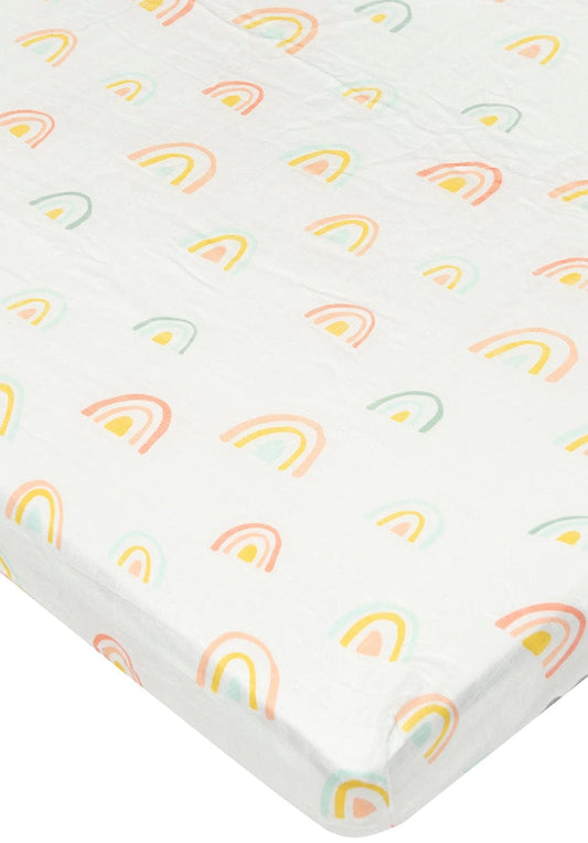Loulou Lollipop Fitted Crib Sheet - Pastel Rainbow - CRIBRAINBOW