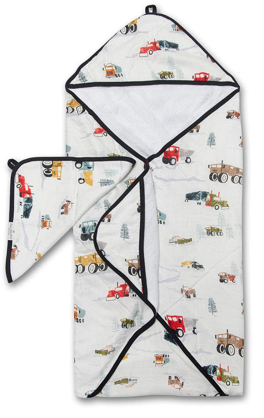 Loulou Lollipop Hooded Towel Set - Happy Trucks - TWHPT