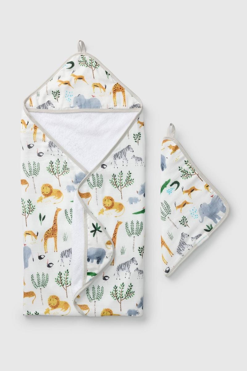 Loulou Lollipop Hooded Towel Set - Safari Jungle