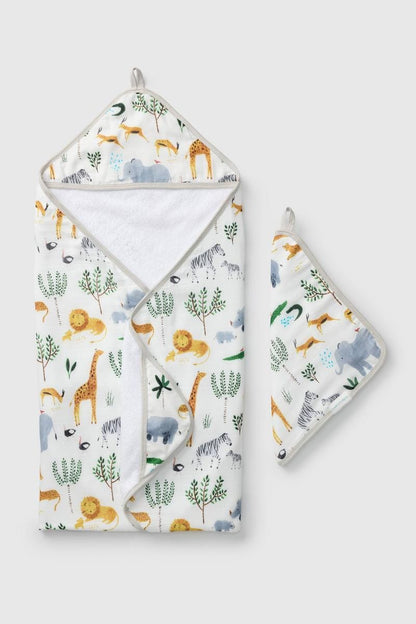 Loulou Lollipop Hooded Towel Set - Safari Jungle