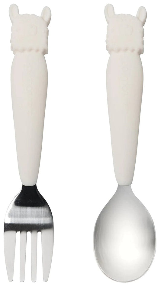 Loulou Lollipop Kids Spoon and Fork Set - Born To Be Wild - Llama - TSET-006-CRM