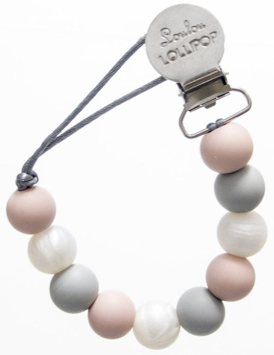 Loulou Lollipop Lolli Soother Holder - Rose Grey - LOLLIRG