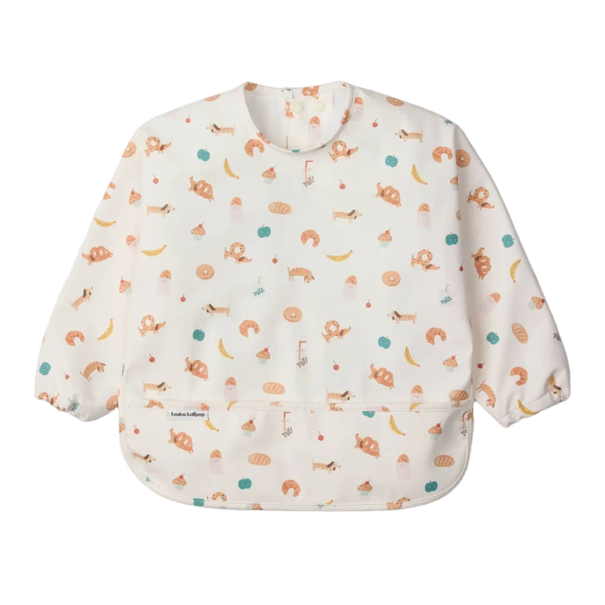 Loulou Lollipop Long Sleeve Bib - French Breakfast
