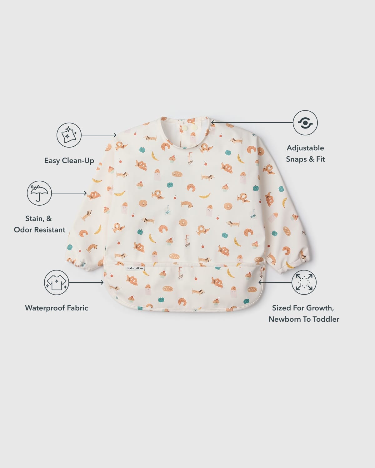 Loulou Lollipop Long Sleeve Bib - French Breakfast - Image 3
