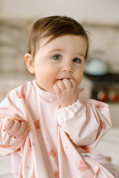Loulou Lollipop Long Sleeve Bib - Pink Seashells - Image 4