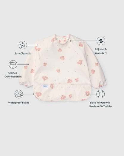 Loulou Lollipop Long Sleeve Bib - Pink Seashells - Image 5