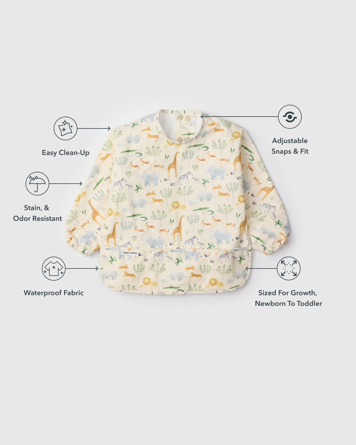 Loulou Lollipop Long Sleeve Bib - Safari Jungle - Image 6