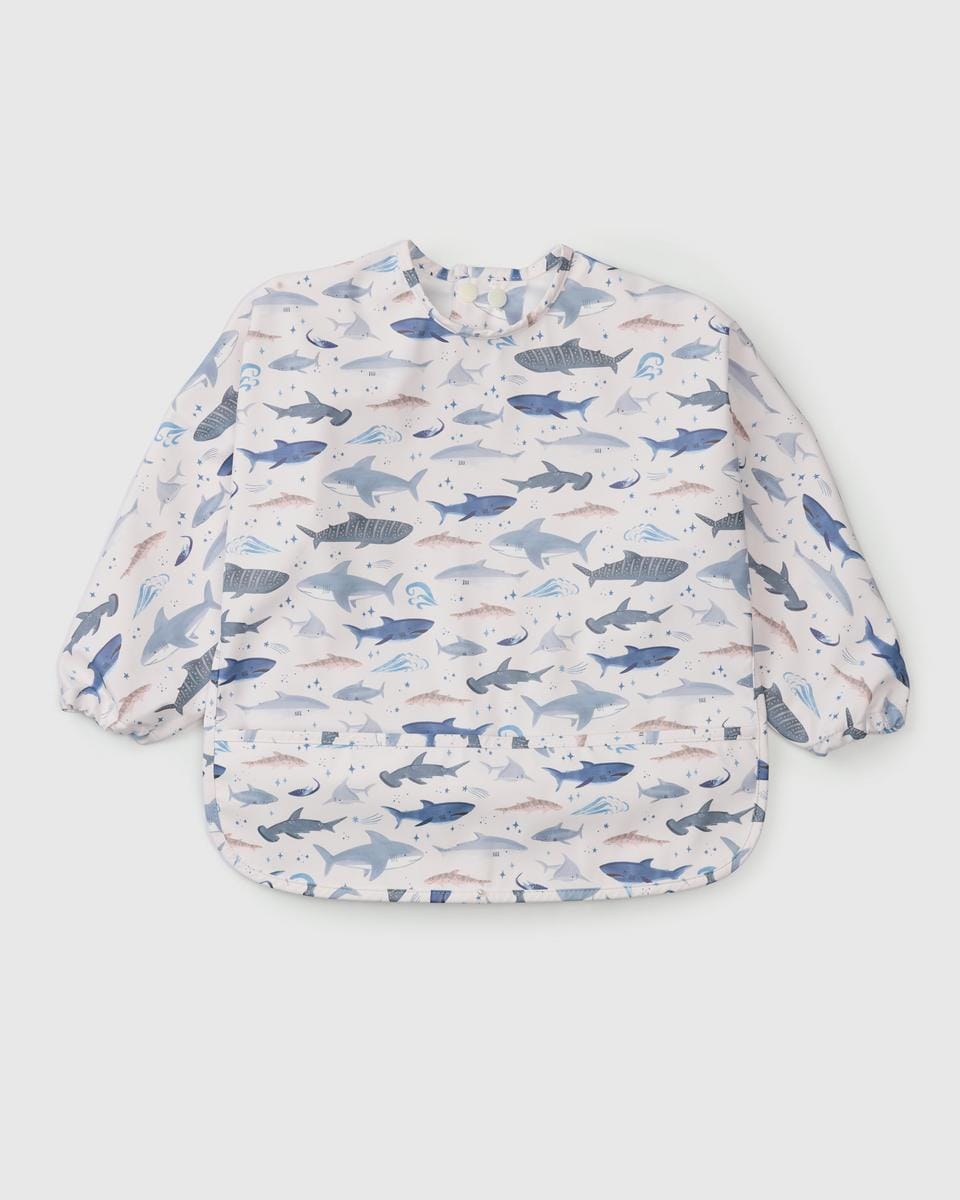 Loulou Lollipop Long Sleeve Bib - Smiley Sharks