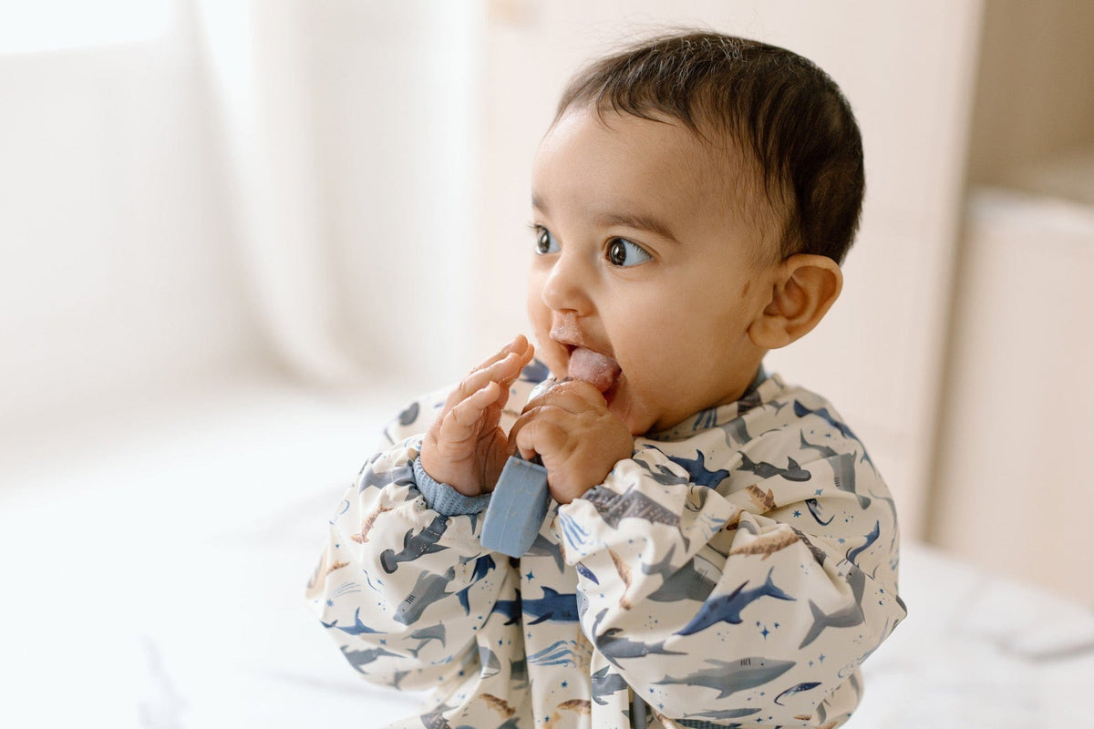 Loulou Lollipop Long Sleeve Bib - Smiley Sharks - Image 5