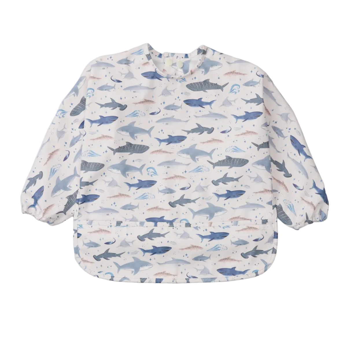 Loulou Lollipop Long Sleeve Bib - Smiley Sharks