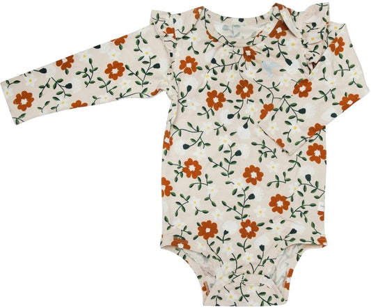 Loulou Lollipop Long Sleeve Bodysuit in TENCEL - Flower Vine (3-6 M) - BA3001FB-FVN-2