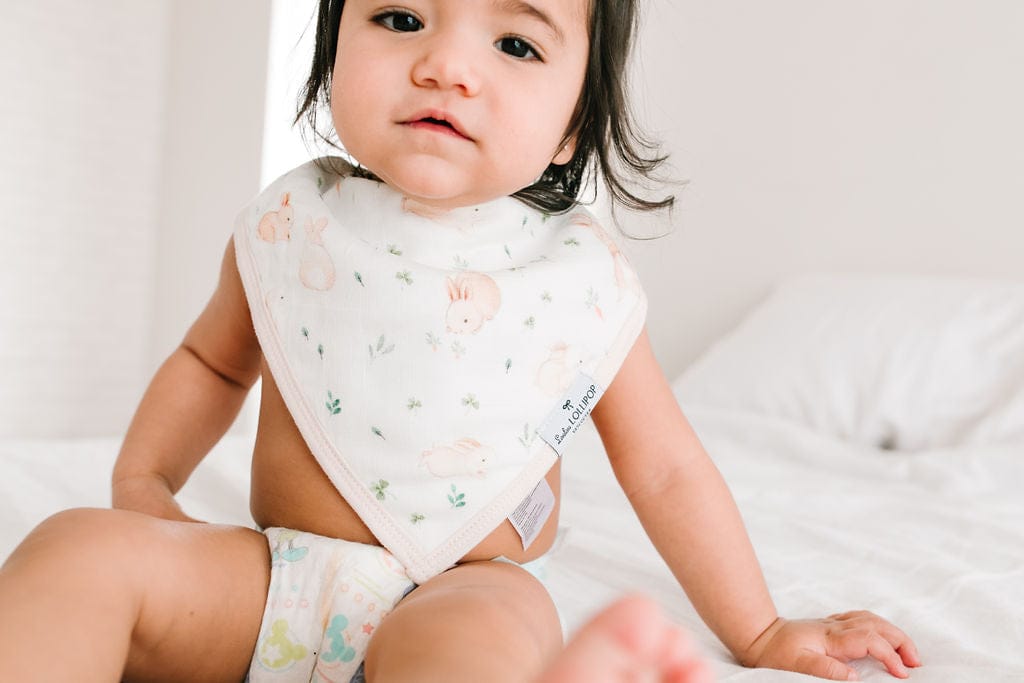 Loulou Lollipop Luxe Muslin Bandana Bib Set - Bunny Meadow - BIBBUNN