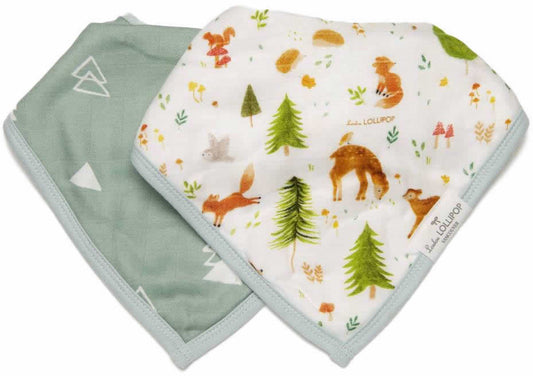 Loulou Lollipop Luxe Muslin Bandana Bib Set - Forest Friends - BIBFORFDS
