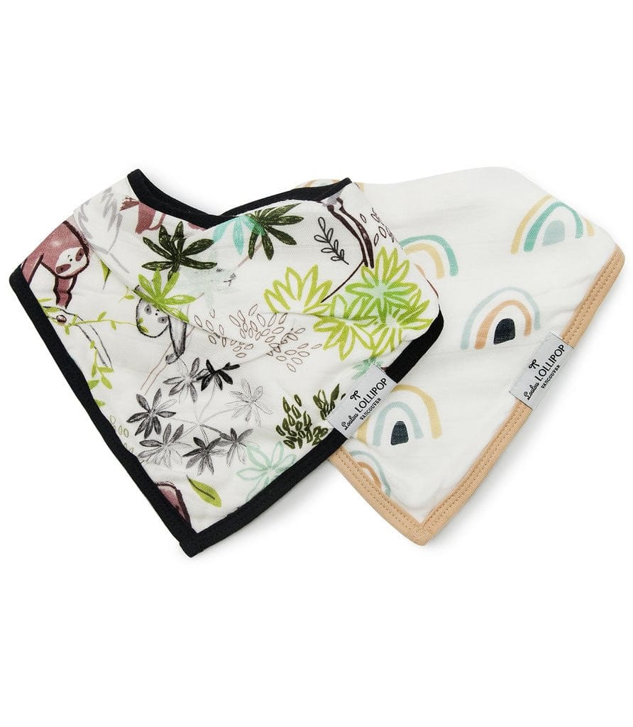 Loulou Lollipop Luxe Muslin Bandana Bib Set - Sloth - BIB-SLOTH