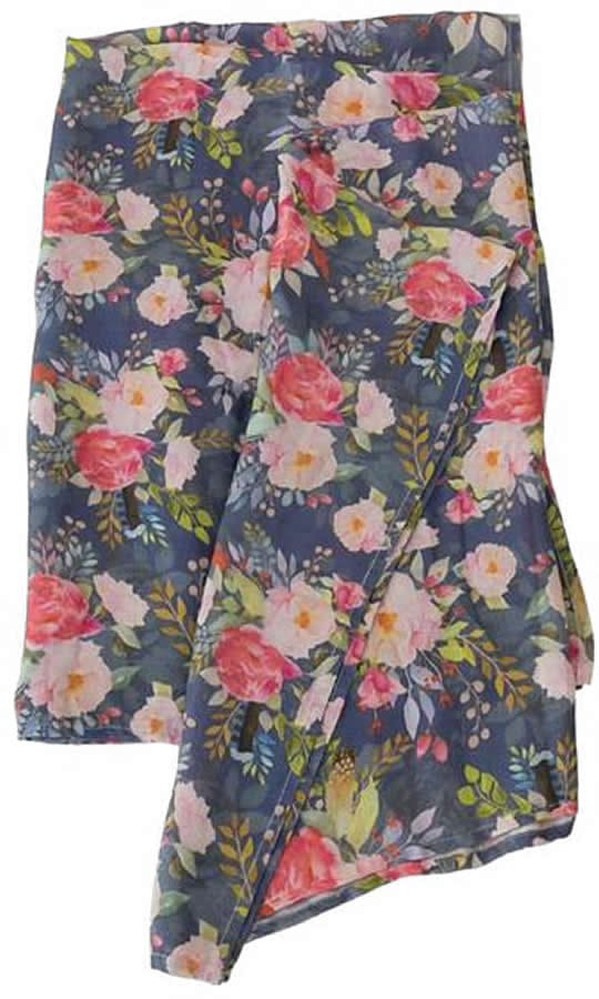 Loulou Lollipop Luxe Muslin Swaddle - Midnight Bloom - SWBLOOM