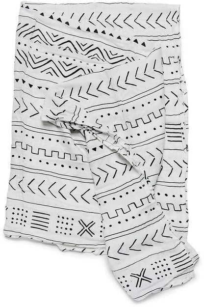 Loulou Lollipop Luxe Muslin Swaddle - Mudcloth White - SWMUD
