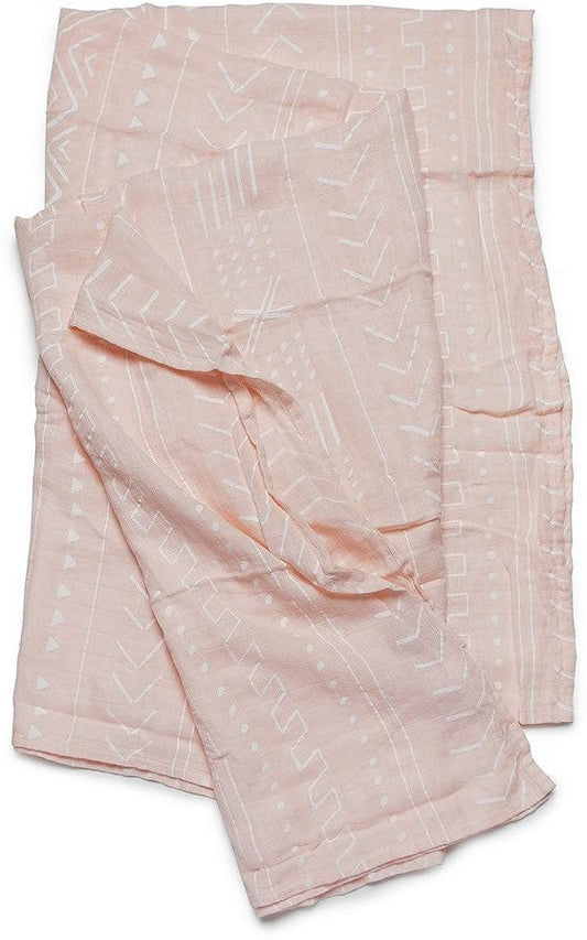 Loulou Lollipop Luxe Muslin Swaddle - Pink Mudcloth - SWMUDPK