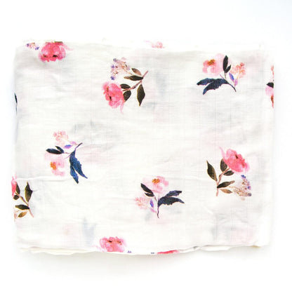 Loulou Lollipop Luxe Muslin Swaddle - Pink Peony - SWPEONY